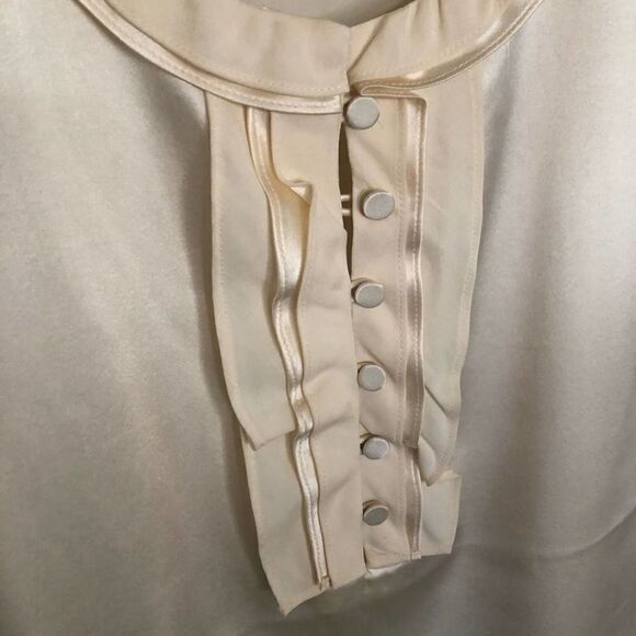 Talbots Cream Ruffle Sleeveless Silk Blouse 14P - Picture 4 of 7